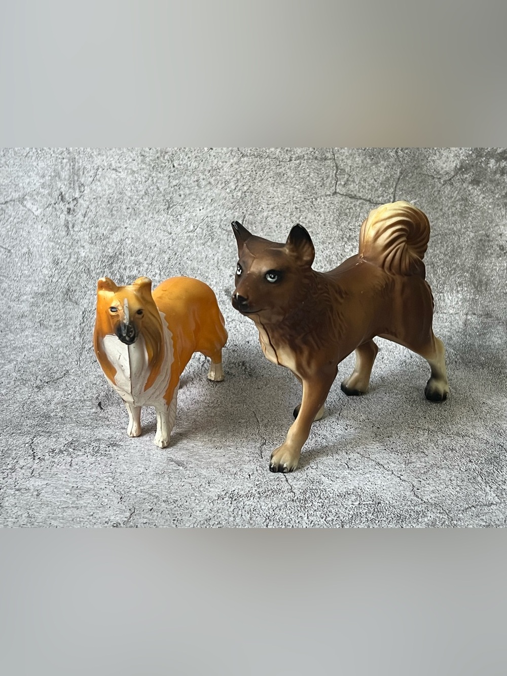 2 Vintage Hard Plastic Dog Figures - Breyer Companion Animal Size